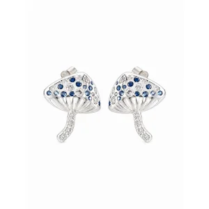 Wonderland Blue Zirkon Taşlı Gümüş Mantar Küpe