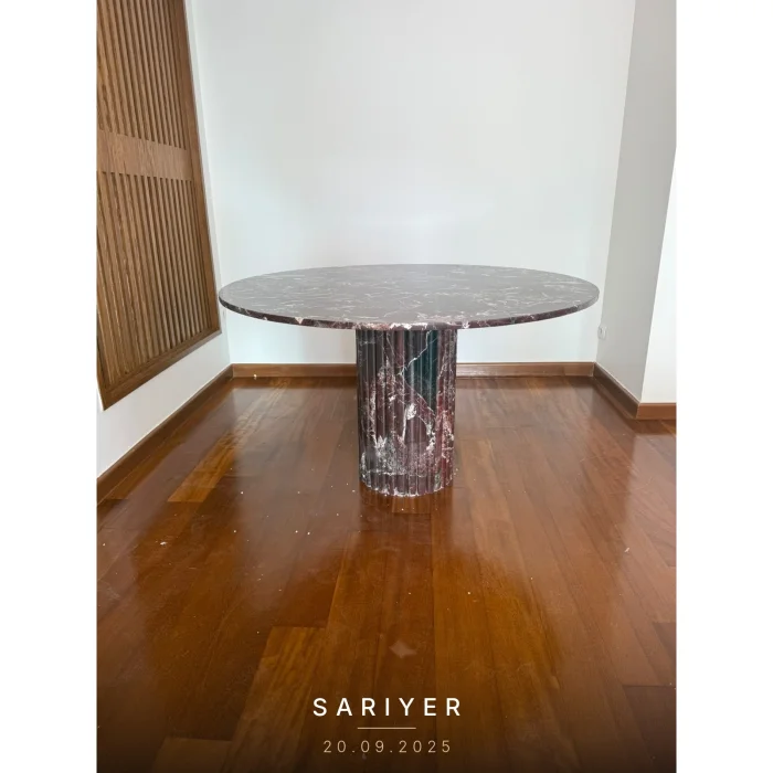 Rosso Levanto Fluted Marble Dining Table - 6