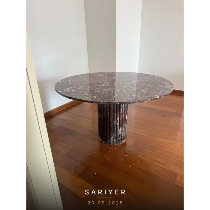 Rosso Levanto Fluted Marble Dining Table - 7