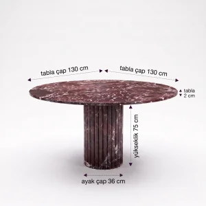 Rosso Levanto Fluted Marble Dining Table - 3