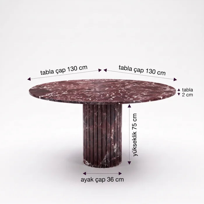 Rosso Levanto Fluted Marble Dining Table - 3