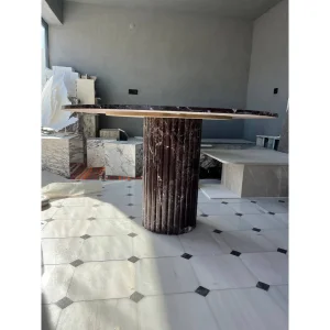 Rosso Levanto Fluted Marble Dining Table - 9