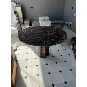 Rosso Levanto Fluted Marble Dining Table - 8