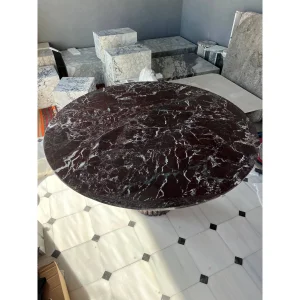 Rosso Levanto Fluted Marble Dining Table - 10