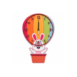 Bunny Balloon Tavşan Temalı Ahşap Duvar Saati