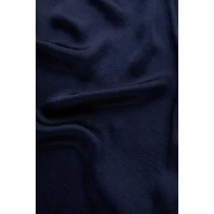 Satin Finish Ribbed Navy Blue Blouse - 6