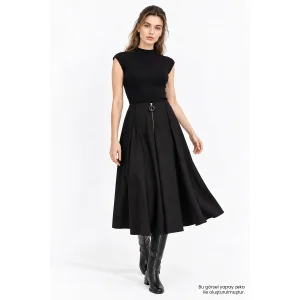 Mock Neck Sleeveless Regular Knit Black Blouse - 2