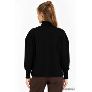 Hand-Crafted Appliqué Drop Shoulder Black Knit Blouse - 4