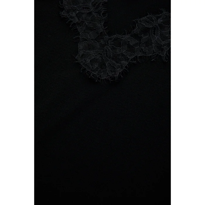 Lace Trim Knit Blouse with Straps - 6