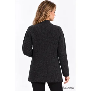 Leather Pocket Garnish Regular Anthracite Knit Blouse - 4