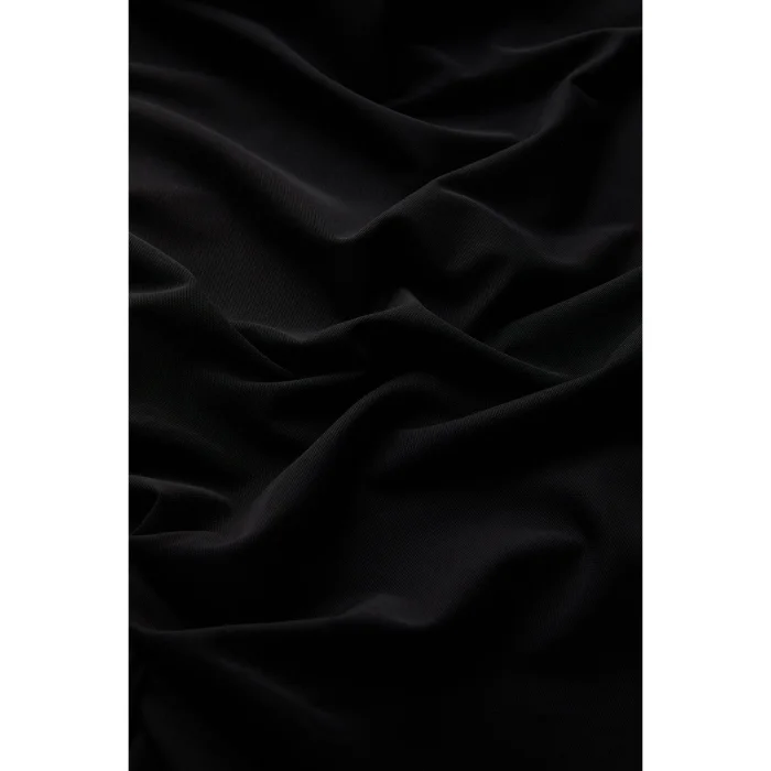 Ribbed Turtleneck Sheer Knitted Black Blouse - 5