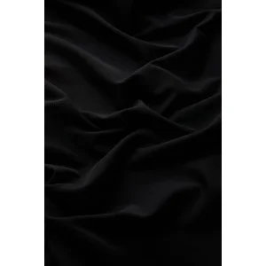 Ribbed Turtleneck Transparent Knit Black Blouse - 6