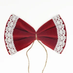 Cotton Lace Red Velvet Bow - Set of 6 - 1