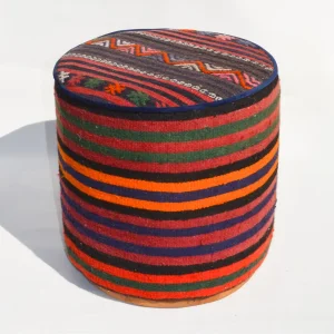 Sadie Hand-Woven Kilim Ottoman Pouf - 1