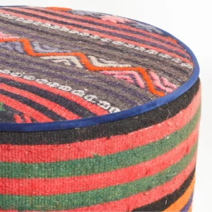 Sadie Hand-Woven Kilim Ottoman Pouf - 2