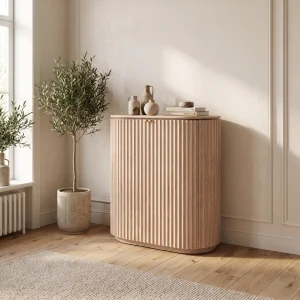 Claire White Oak Wooden Bar Cabinet - 3