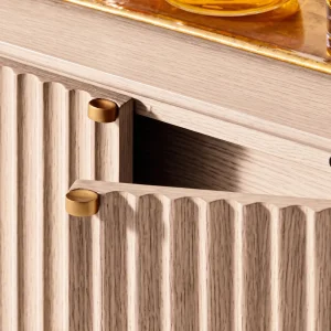 Claire White Oak Wooden Bar Cabinet - 5