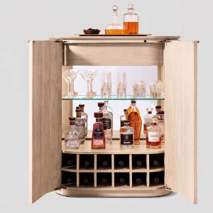 Claire White Oak Wooden Bar Cabinet - 2