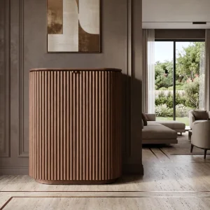Claire Brown Oak Wood Bar Console - 3
