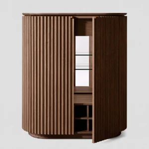 Claire Brown Oak Wood Bar Console - 2
