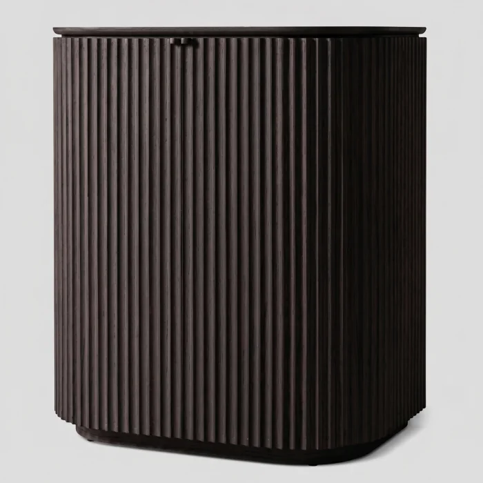 Claire Black Oak Wood Bar Cabinet - 2
