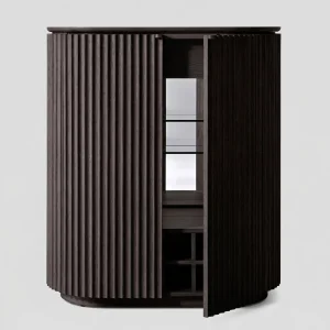 Claire Black Oak Wood Bar Cabinet - 5