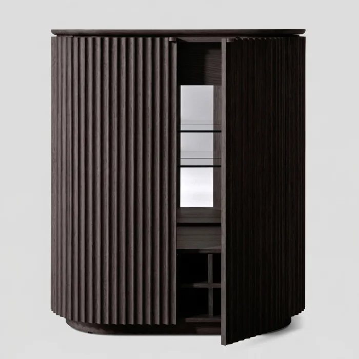 Claire Black Oak Wood Bar Cabinet - 5