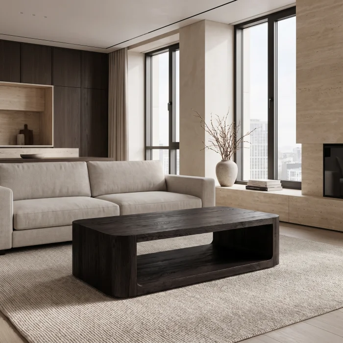 Clariss Black Oak Wood Coffee Table - 3