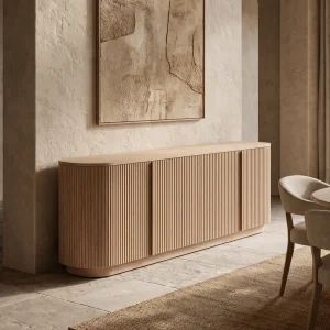 Destiny Light Oak Wood 4-Door Sideboard - 3