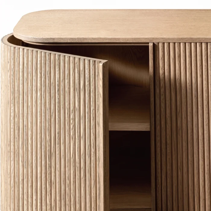 Destiny Light Oak Solid Wood 6-Door Console - 3
