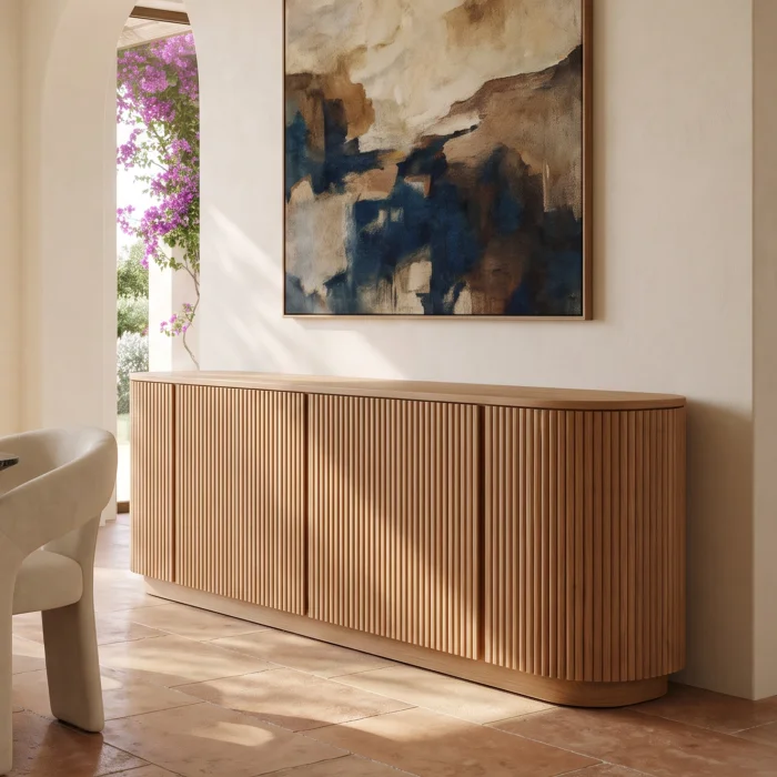 Destiny Natural Oak Wood 6-Door Console - 2