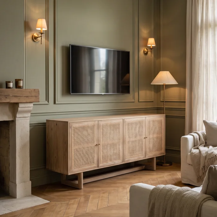 Eliana Rattan Solid Wood TV Unit - 4