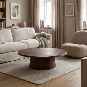 Eterna Brown Oak Round Wooden Coffee Table - 2