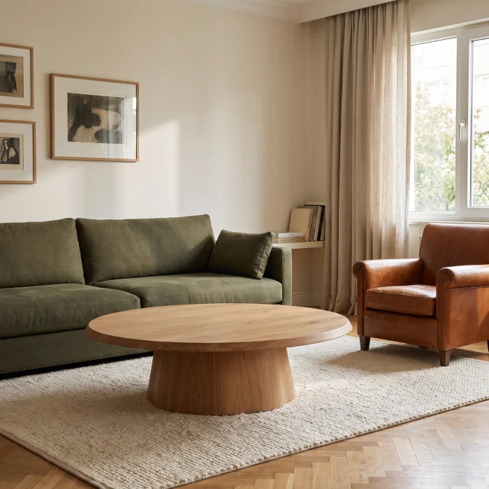 Eterna Natural Oak Round Wooden Coffee Table - 2