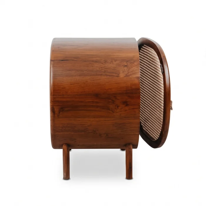 Faela Cane Solid Wood Bedside Table - 5