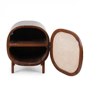 Faela Cane Solid Wood Bedside Table - 4