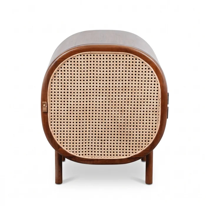 Faela Cane Solid Wood Bedside Table - 2