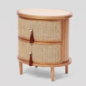 Francesco Wicker Wood Nightstand - 1