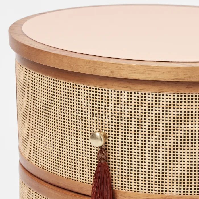 Francesco Wicker Wood Nightstand - 4