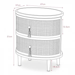 Francesco Wicker Wood Nightstand - 5