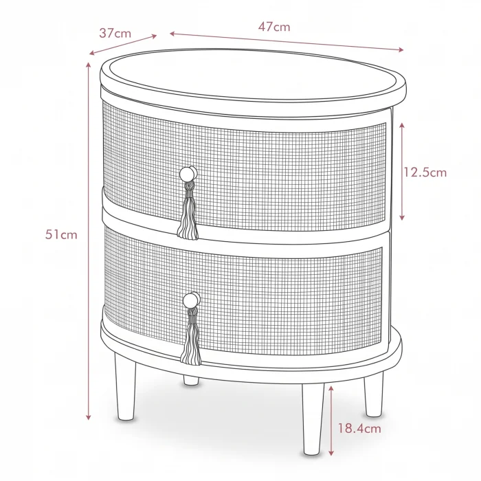 Francesco Wicker Wood Nightstand - 5