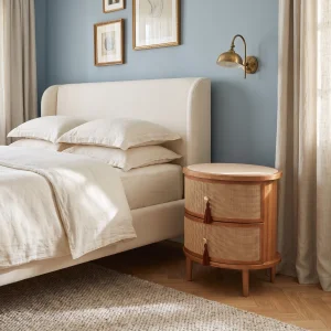 Francesco Wicker Wood Nightstand - 2