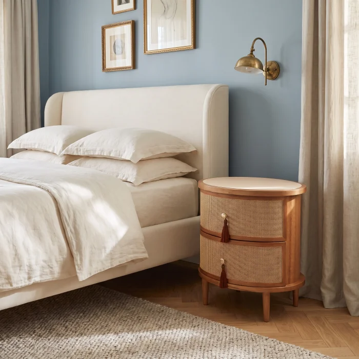 Francesco Wicker Wood Nightstand - 2