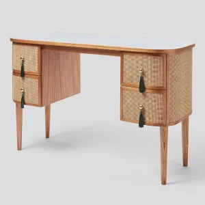 Francesco Wicker Wood Vanity Desk - 1