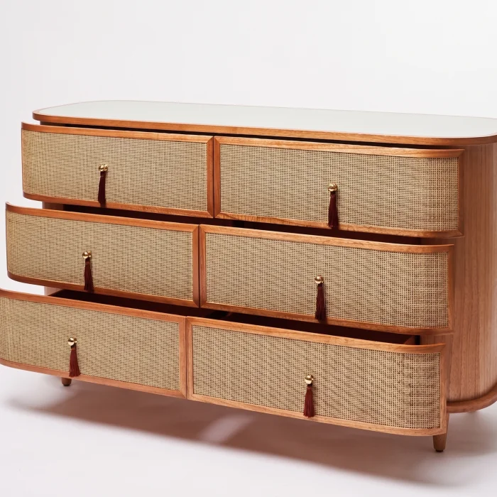 Francesco Woven Rattan Wooden Dresser - 2