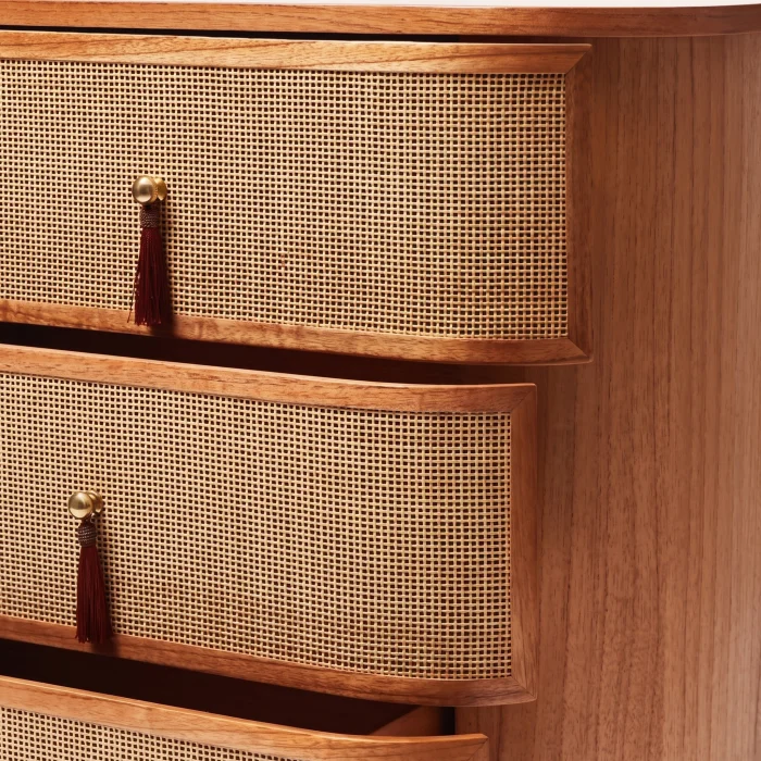 Francesco Woven Rattan Wooden Dresser - 4
