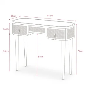 Francesco Solid Wood Cane Console Table - 4