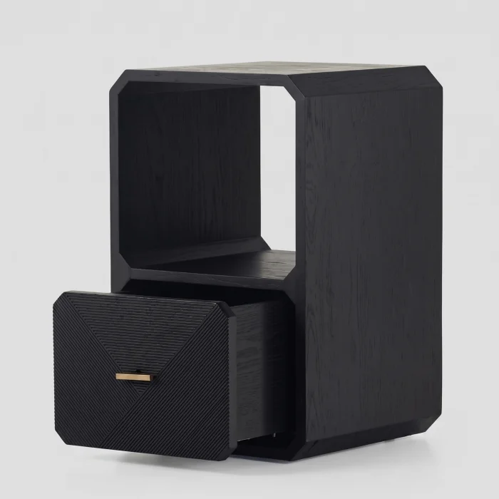Gabriella Black Wooden Nightstand - 3