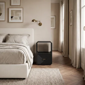 Gabriella Black Wooden Nightstand - 4