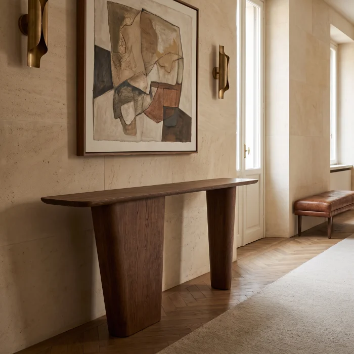 Glow Brown Oak Wooden Console Table - 3